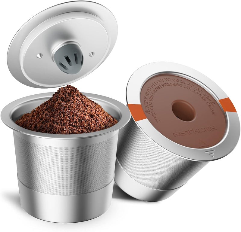 RETHONE Reusable K Cups Coffee Filter, Stainless Steel K Cup Reusable Coffee Pods Filters for Keurig 1.0 & 2.0 Coffee Makers BPA-Free Refillable Coffee Filters (2 Packs) - Image 1